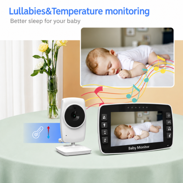 camera56 T720 Smart LCD Baby Monitor with Night Vision Temperature Alarm Feeding Reminder Audio Portable Infant Camera Monitor