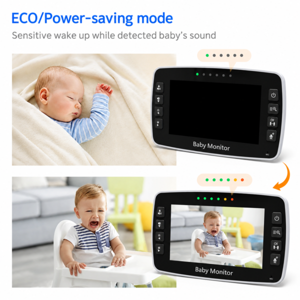 camera57 T720 Smart LCD Baby Monitor with Night Vision Temperature Alarm Feeding Reminder Audio Portable Infant Camera Monitor